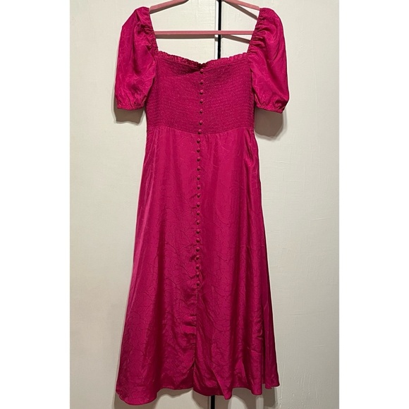 Ba&sh Sasha Smocked Dress in Fuchsia, Medium - Picture 6 of 16
